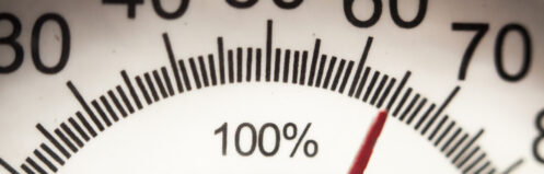 Hygrometer gauge showing high humidity levels